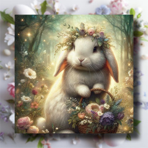 Floral Woodlands Whimsical Bunny Easter  Holiday Card