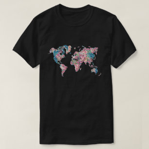 Floral World map T-Shirt