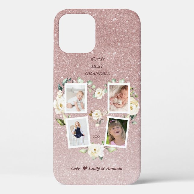 Floral World's Best Grandma Photo Mother's Day Case-Mate iPhone Case (Back)