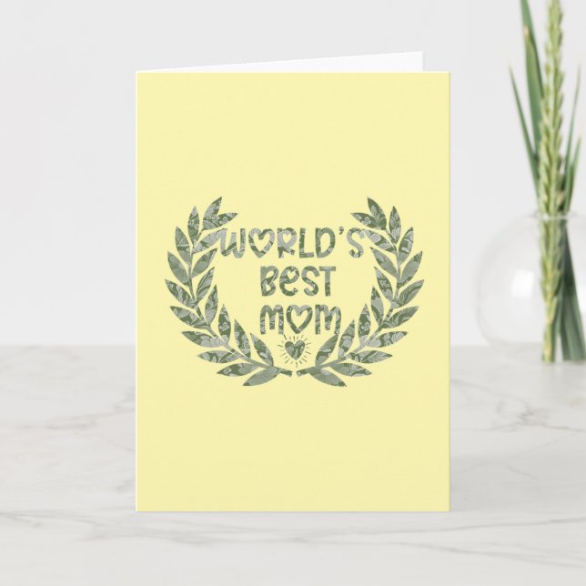 Floral World's Best Mom Text Design Card (Front)
