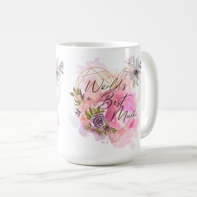 Floral World's Best Mum Mother's Day Birthday Gift Coffee Mug (Front Right)