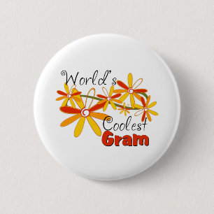 Floral World's Coolest Gram 6 Cm Round Badge