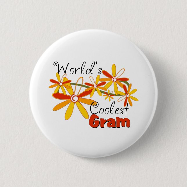 Floral World's Coolest Gram 6 Cm Round Badge (Front)
