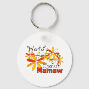 Floral World's Coolest Mamaw Key Ring