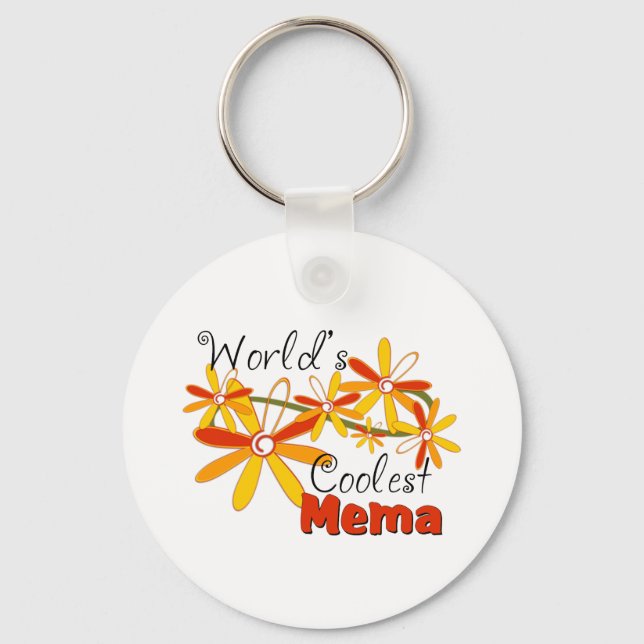 Floral World's Coolest Mema Key Ring (Front)