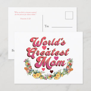 Floral World's Greatest Mum Postcard