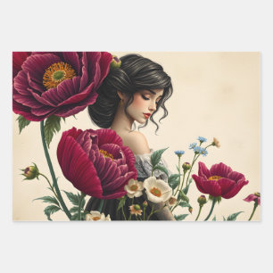 Floral Wrapping Paper Flat Sheet Decoupage