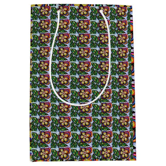 Floral Wrapping Paper Medium Gift Bag (Front)