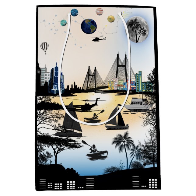 Floral Wrapping Paper Medium Gift Bag (Front)