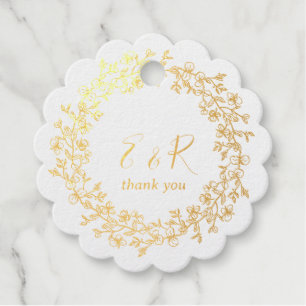 Floral wreath and Photo Elegant Foil Favour Tags