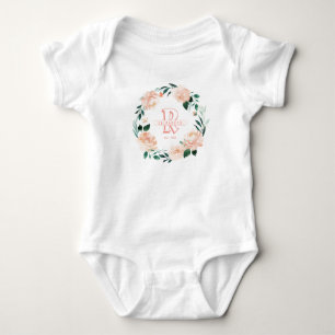 Floral wreath baby girl personalised monogram bodysuit