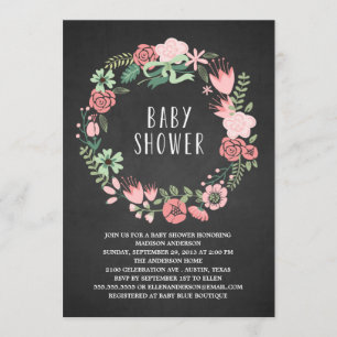 Floral Wreath Baby Shower Invitation