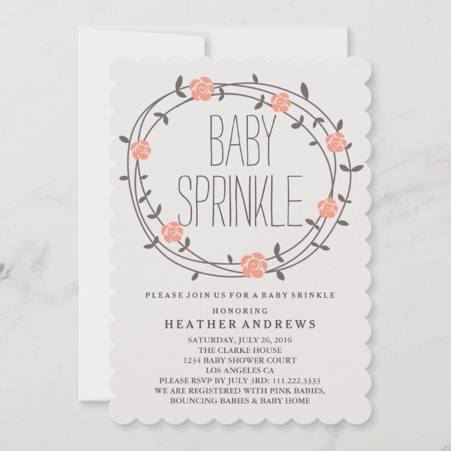 Floral Wreath | Baby Sprinkle Invitation (Front)