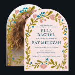 Floral Wreath Bat Mitzvah Hand-drawn Custom PHOTO Invitation<br><div class="desc">Perfect card to announce a bar mitzvah, bat mitzvah or other Jewish celebration! Hand made art for you! FULLY CUSTOMIZABLE! Click on “Personalise” above to edit the text and add your photo to the back (you can also delete the floral frame if you prefer). Click "edit using design tool" to...</div>