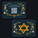 Floral Wreath Bat Mitzvah Hand-drawn Custom QRcode Enclosure Card<br><div class="desc">Perfect enclosure card for a bar mitzvah, bat mitzvah or other Jewish celebration! Hand made art for you! FULLY CUSTOMIZABLE! Click on “Personalise” above to edit the text and add your link to the QR code. Click "edit using design tool" to adjust the fonts, colours and placements. Also you can...</div>