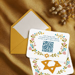 Floral Wreath Bat Mitzvah Hand-drawn Custom QRcode Enclosure Card<br><div class="desc">Perfect enclosure card for a bar mitzvah, bat mitzvah or other Jewish celebration! Hand made art for you! FULLY CUSTOMIZABLE! Click on “Personalise” above to edit the text and add your link to the QR code. Click "edit using design tool" to adjust the fonts, colours and placements. Also you can...</div>