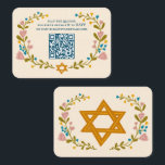 Floral Wreath Bat Mitzvah Hand-drawn Custom QRcode Enclosure Card<br><div class="desc">Perfect enclosure card for a bar mitzvah, bat mitzvah or other Jewish celebration! Hand made art for you! FULLY CUSTOMIZABLE! Click on “Personalise” above to edit the text and add your link to the QR code. Click "edit using design tool" to adjust the fonts, colours and placements. Also you can...</div>