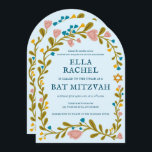 Floral Wreath Bat Mitzvah Hand-drawn Custom QRcode Invitation<br><div class="desc">Perfect card to announce a bar mitzvah, bat mitzvah or other Jewish celebration! Hand made art for you! FULLY CUSTOMIZABLE! Click on “Personalise” above to edit the text and add your link to the QR code on the back (check my shop for alternate designs with custom photo). Click "edit using...</div>