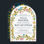 Floral Wreath Bat Mitzvah Hand-drawn Custom QRcode Invitation<br><div class="desc">Perfect card to announce a bar mitzvah, bat mitzvah or other Jewish celebration! Hand made art for you! FULLY CUSTOMIZABLE! Click on “Personalise” above to edit the text and add your link to the QR code on the back (check my shop for alternate designs with custom photo). Click "edit using...</div>