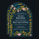 Floral Wreath Bat Mitzvah Hand-drawn Custom QRcode Invitation<br><div class="desc">Perfect card to announce a bar mitzvah, bat mitzvah or other Jewish celebration! Hand made art for you! FULLY CUSTOMIZABLE! Click on “Personalise” above to edit the text and add your link to the QR code on the back (check my shop for alternate designs with custom photo). Click "edit using...</div>