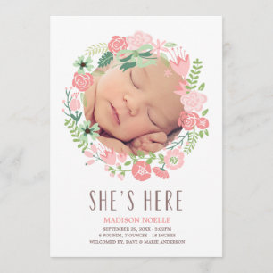 Floral Wreath   Birth Announcement