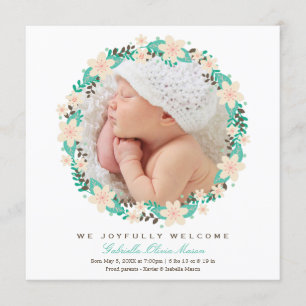 Floral Wreath Birth Announcement
