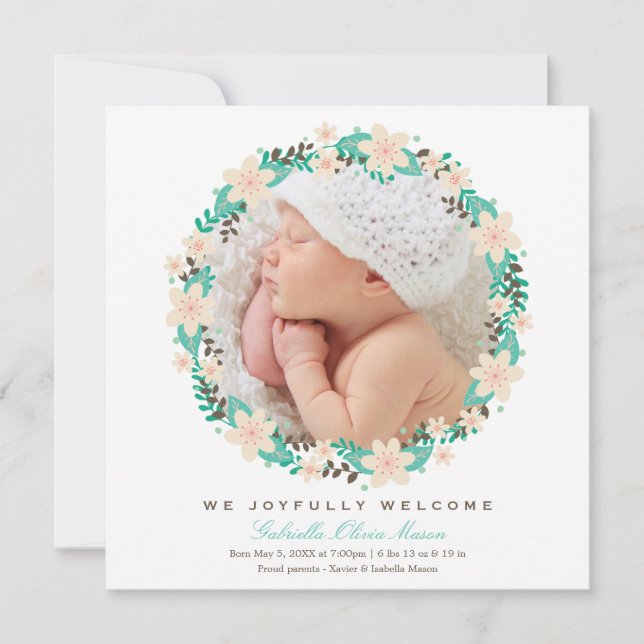 Floral Wreath | Birth Announcement (Front)