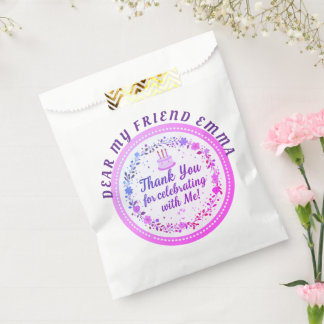 Floral Wreath Birthday Cake Personalised Thank You Favour Bags