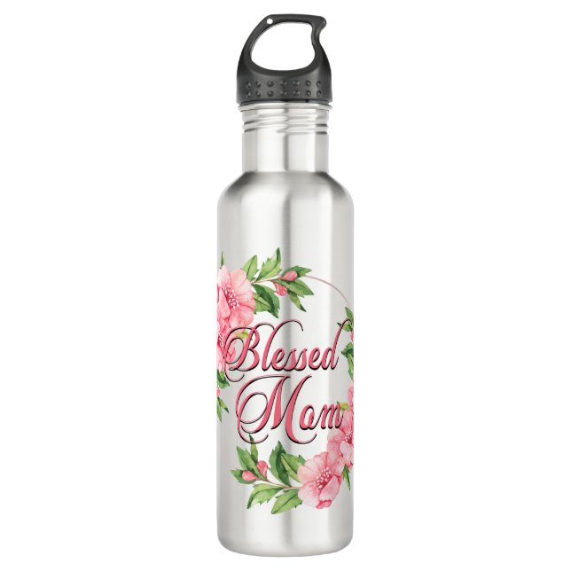 Floral Wreath Blessed Mum 710 Ml Water Bottle (Front)
