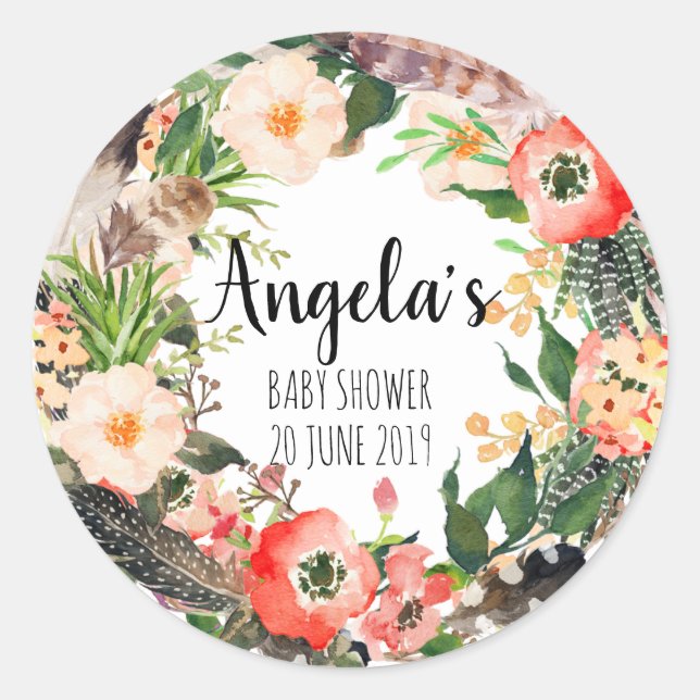 Floral Wreath Botanical Thank you Sticker (Front)