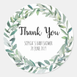 Floral Wreath Branch Botanical Thank you Sticker