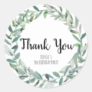 Floral Wreath Branch Botanical Thank you Sticker