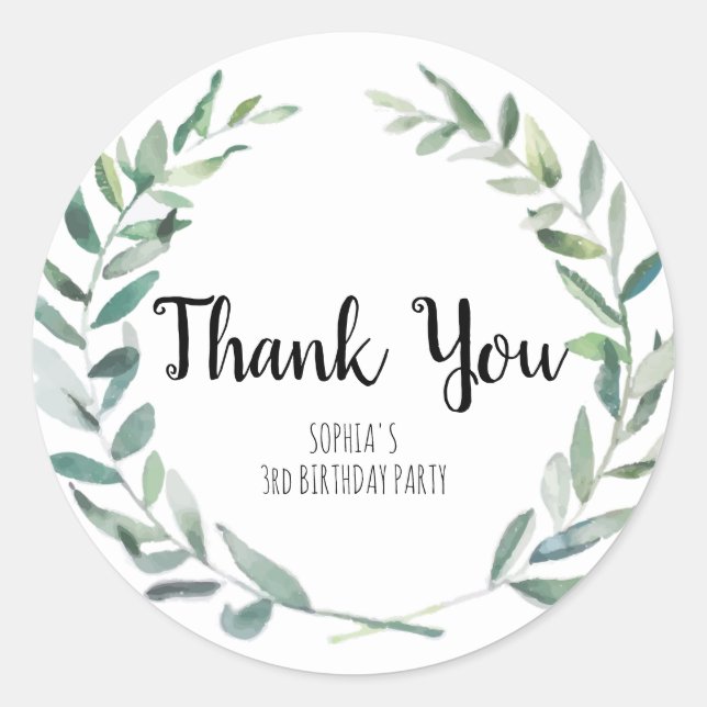 Floral Wreath Branch Botanical Thank you Sticker (Front)