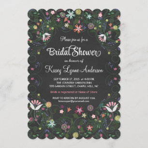 Floral Wreath Bridal Shower Chalkboard Invitations