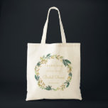 Floral Wreath Bridal Shower Gift Tote Bag<br><div class="desc">Pretty gold floral wreath design.</div>