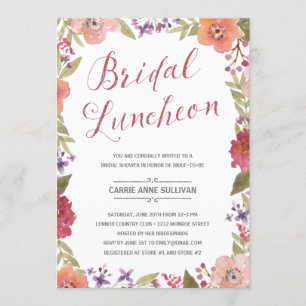 Floral Wreath Bridal Shower Luncheon Invitation