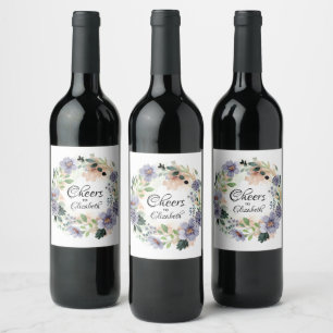 Floral Wreath Bridal Shower Wine Label