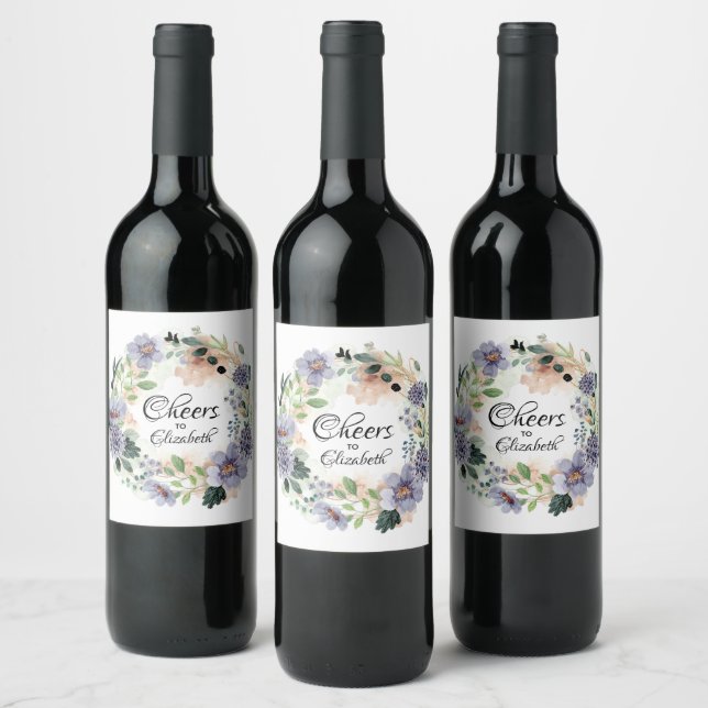 Floral Wreath Bridal Shower Wine Label (Bottles)