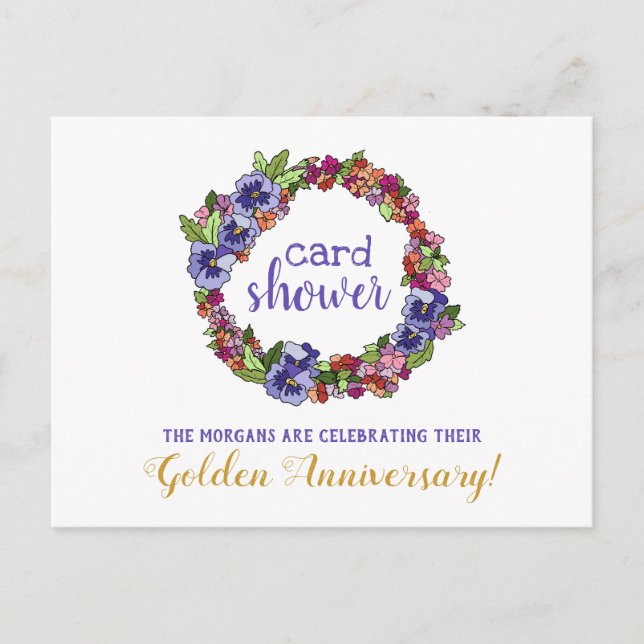 Floral Wreath Card Shower Golden Anniversary (Front)