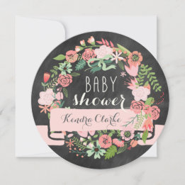 FLORAL WREATH CHALKBOARD | BABY SHOWER INVITATION