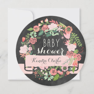 FLORAL WREATH CHALKBOARD BABY SHOWER INVITATION