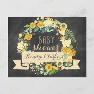 FLORAL WREATH CHALKBOARD BABY SHOWER INVITATION