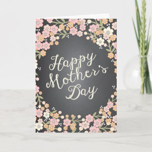 Floral Wreath Chalkboard Happy Mother's Day Card