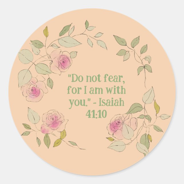 Floral Wreath Christian Faithful Reminders Classic Round Sticker (Front)