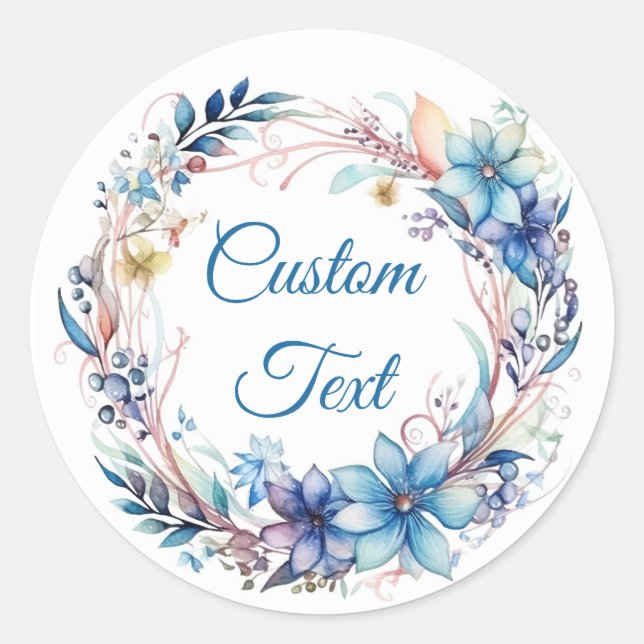 Floral Wreath Classic Round Sticker (Front)