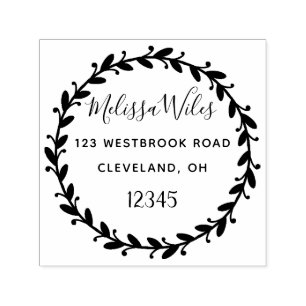 Floral Wreath Create Your Own Return Address Self-inking Stamp