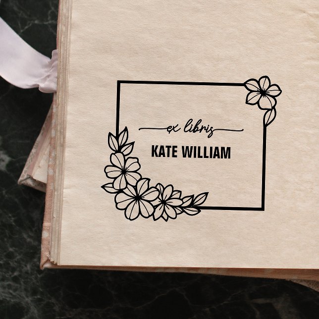 Floral Wreath Custom ex libris Self-inking Stamp (Creator Uploaded)