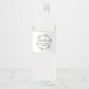 Floral Wreath Custom Name Bride Name Bridal Shower Water Bottle Label