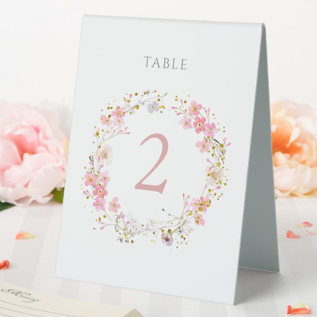floral wreath design table number sign (In SItu (Wedding))
