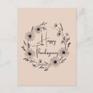 Floral wreath design with daisies, postcard
